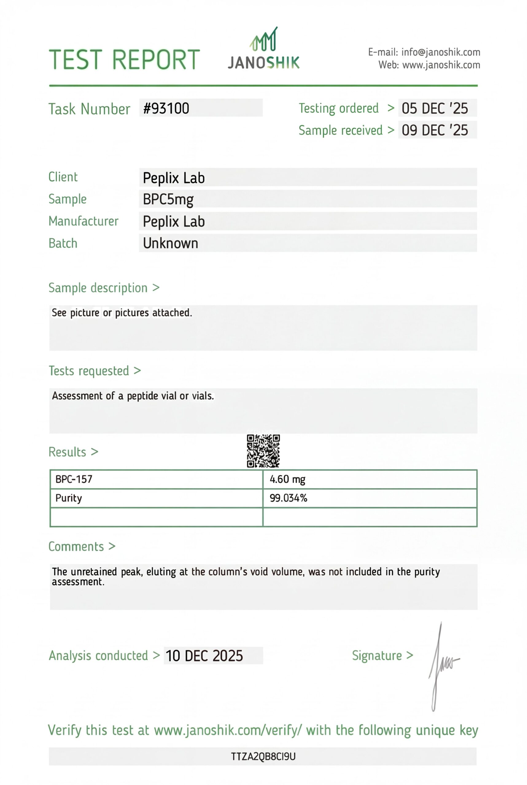 BPC-157 COA