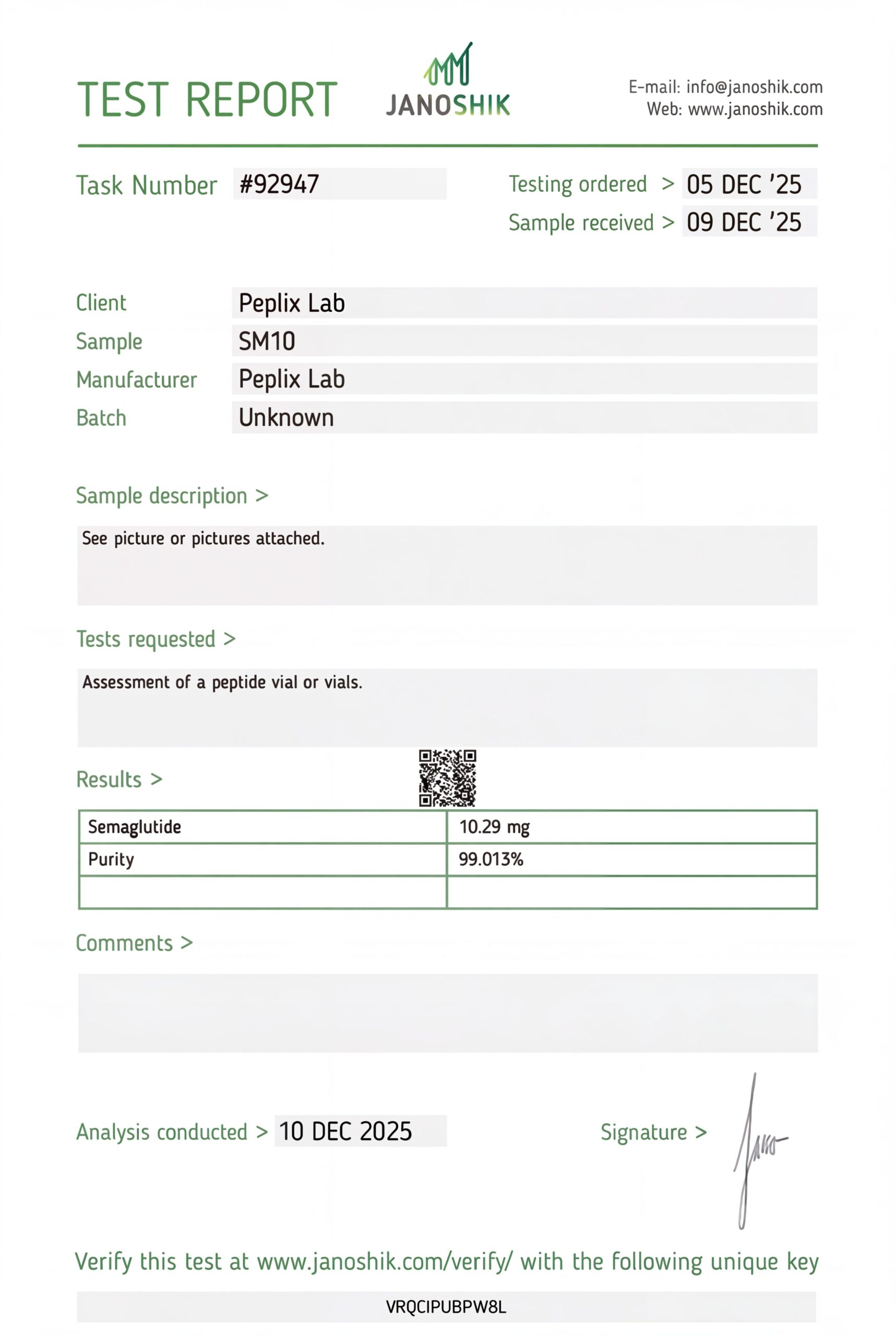 GLP1-SE Semaglutide COA